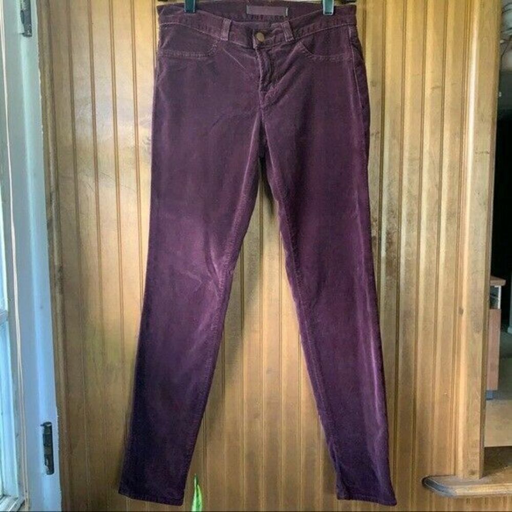J Brand Red Women Maroon Velvet Legging Skinny Pants| Women's Size 27 - Picture 2 of 6